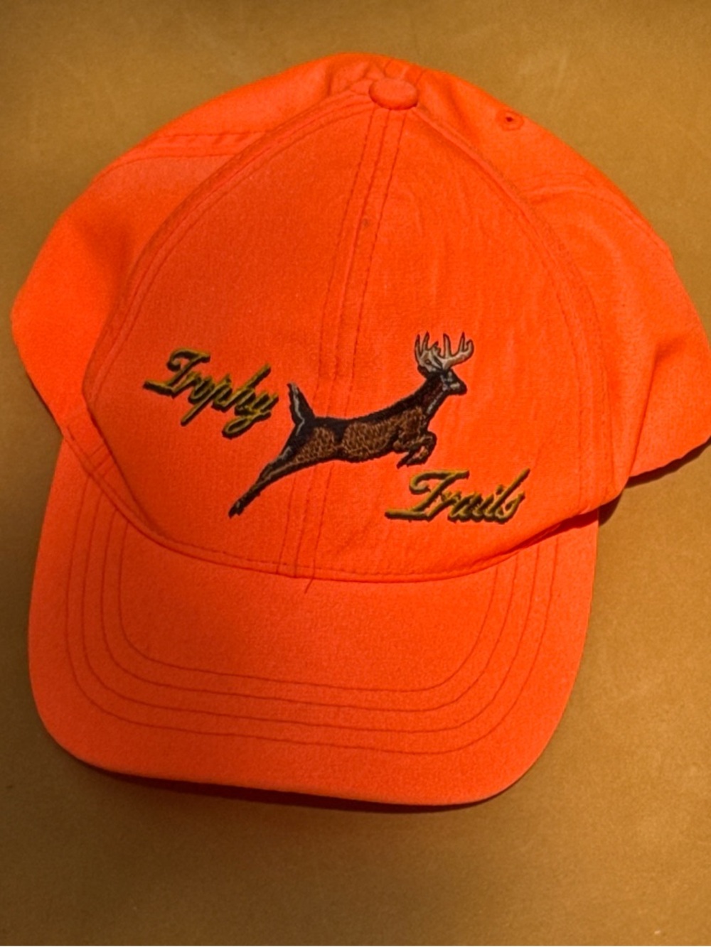 Orange Hunting Cap with Deer Embroidery